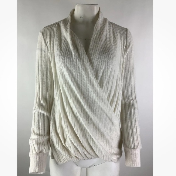 Anthropologie Sweaters - Anthropologie Sz S Rafaela Hacci Wrap Sweater White Viscose Polyester Pullon